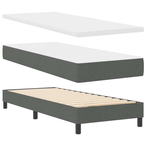 vidaXL Lit à ressorts avec matelas – gris foncé  80 x 200 cm  tissu.