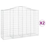 vidaXL Paniers à gabions arqués 2 Pièces 200x50x140/160 cm Fer galvanisé