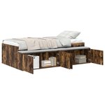 vidaXL Cadre de lit Chêne fumé 90 x 200 cm Bois d'ingénierie