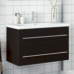 vidaXL Armoire lavabo de salle de bain avec bassin intégré noir