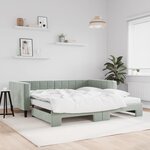 vidaXL Lit de jour et gigogne et matelas gris clair 100x200 cm velours
