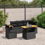 vidaXL Salon de jardin 6 Pièces avec coussins noir résine tressée