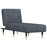 vidaXL Chaise longue gris foncé velours