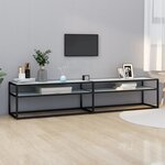 vidaXL Meuble TV Marbre blanc 200x40x40 5 cm Verre trempé