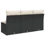 vidaXL Canapé de jardin avec coussins 3 places noir résine tressée