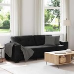 vidaXL Canapé 3 Pièces Noir Tissu en lin mélangé