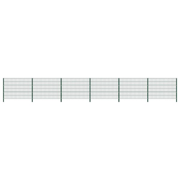 vidaXL Panneau de clôture avec poteaux Fer 10 2 x 1 2 m Vert