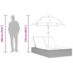 vidaXL Chaise longue double avec coussins et parasol beige poly rotin