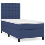 vidaXL Sommier à lattes de lit avec matelas Bleu 90x200 cm Tissu