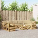 vidaXL Ensemble de canapés d'extérieur 10 pc Blanc et Beige Polyester