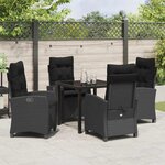 vidaXL Ensemble de jardin 5 pièces avec coussins - Rattan noir