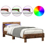 vidaXL Cadre de lit sans matelas avec lumières LED Bois ancien 90x190 cm