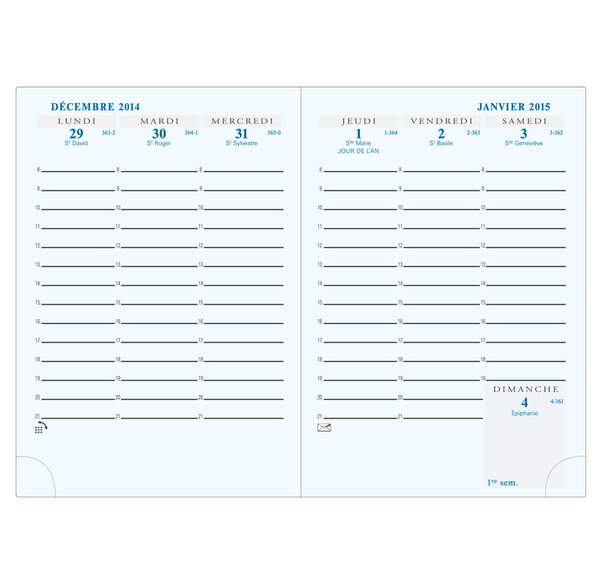Recharge semainier poche Horizons 15 tranche or répertoire 155x105 mm EXACOMPTA