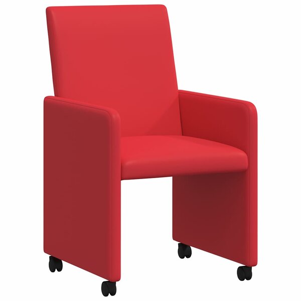 vidaXL Chaises de Salle à Manger avec Roues avec des roues 2 Pièces Rouge