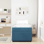 vidaXL Cadre de lit avec matelas Bleu 90 x 190 cm tissu