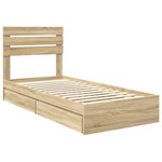 vidaXL Lit de Rangement Chêne Sonoma 100 x 200 cm Bois d'ingénierie