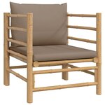 vidaXL Salon de jardin 6 Pièces avec coussins taupe bambou