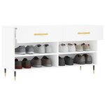 vidaXL Banc à chaussures blanc 102x35x55 cm bois d'ingénierie
