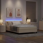 vidaXL Lit à ressorts avec matelas avec LED Crème 140 x 190 cm tissu