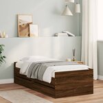 vidaXL Cadre de lit avec tiroirs chêne marron 75x190 cm