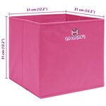 vidaXL Boîtes de rangement 10 Pièces Rose 32x32x32 cm Tissu