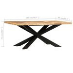 vidaXL Table à dîner 180x90x76 cm Bois de manguier brut solide