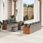 vidaXL Ensemble de canapé de jardin 10 Pièces Gris 90 x 55 x 71 cm