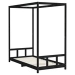 vidaXL Cadre de lit pour enfants noir 90x190 cm bois de pin massif