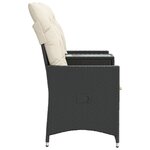 vidaXL Canapé de jardin inclinable 2 places avec table noir poly rotin