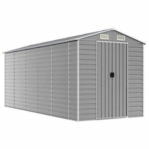 vidaXL Abri de jardin gris clair 191 x 470 x 198 cm en acier galvanisé