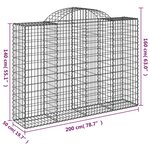 vidaXL Paniers à gabions arqués 3 Pièces 200x50x140/160 cm Fer galvanisé