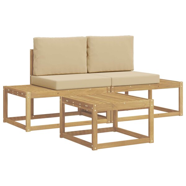 vidaXL Ensemble de canapés d'extérieur 3 pc Blanc et Beige Polyester