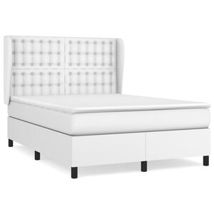 vidaXL Sommier à lattes de lit avec matelas Blanc 140x190cm Similicuir