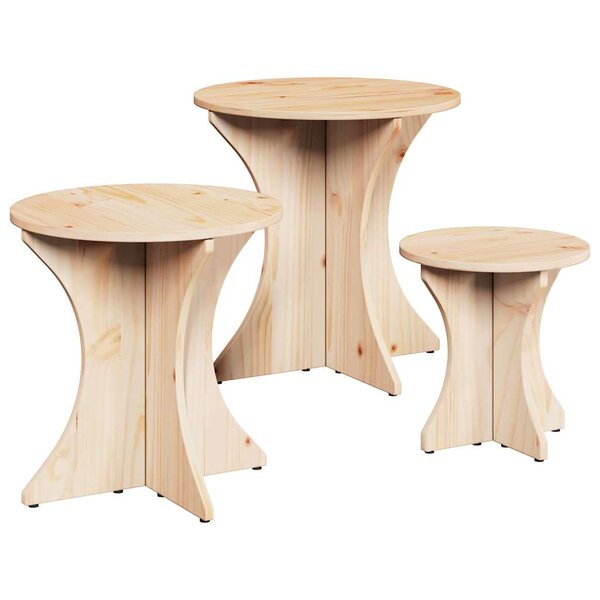 vidaXL Table basse 3 Pièces Naturel