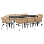 vidaXL Ensemble de salle à manger de jardin 9 pièces avec coussins en poly rattan marron