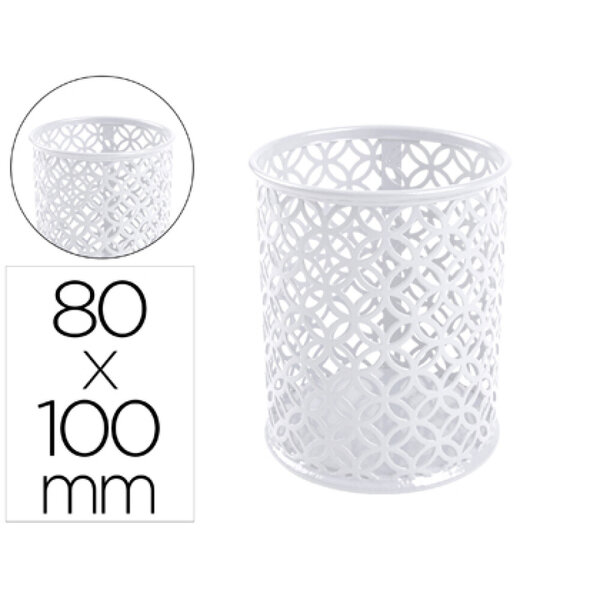 Pot a crayons q-connect motif metallique hauteur 100 mm     diametre 80mm coloris blanc