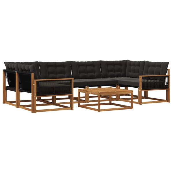 vidaXL Ensemble de canapés d'extérieur 7 pc Naturel et noir
