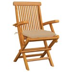 vidaXL Chaises de jardin avec coussins beige lot de 3 Bois teck massif