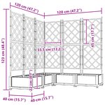 vidaXL Jardinière avec treillis 5 Pièces Grise 120x120x125 5 cm