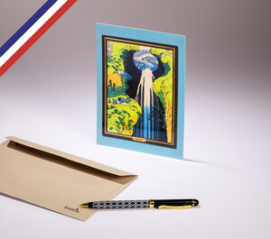 Carte simple art gallery créée et imprimée en france sur papier certifié pefc - tournée des cascades d'hokusai
