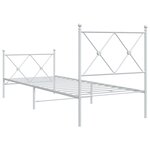 vidaXL Cadre de lit métal avec tête de lit/pied de lit blanc 80x200 cm