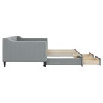 vidaXL Lit de jour avec gigogne et tiroirs gris clair 90x190 cm tissu