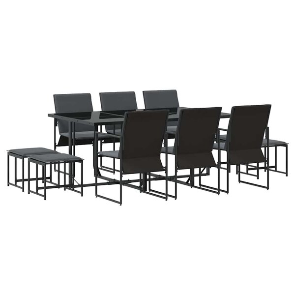 vidaXL Ensemble de salle à manger pour jardin 11 Pièces Noir Acier