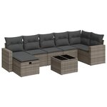 vidaXL Salon de jardin 8 Pièces avec coussins gris résine tressée