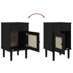 vidaXL Table de chevet SENJA aspect de rotin noir bois de pin massif