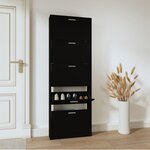 vidaXL Armoire à chaussures Noir 59x17x169 cm Bois d'ingénierie