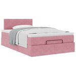 vidaXL Lit ottoman avec matelas rose 120x190 cm velours