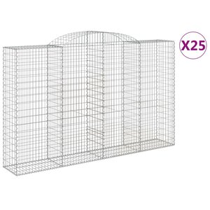 vidaXL Paniers à gabions arqués 25 Pièces 300x50x180/200 cm fer galvanisé