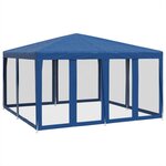 vidaXL Tente de fête avec 8 parois latérales en maille bleu 4x4m PEHD