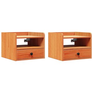 vidaXL Table de chevet avec tiroir 2 Pièces Brun cire 38 x 36 x 29 5 cm